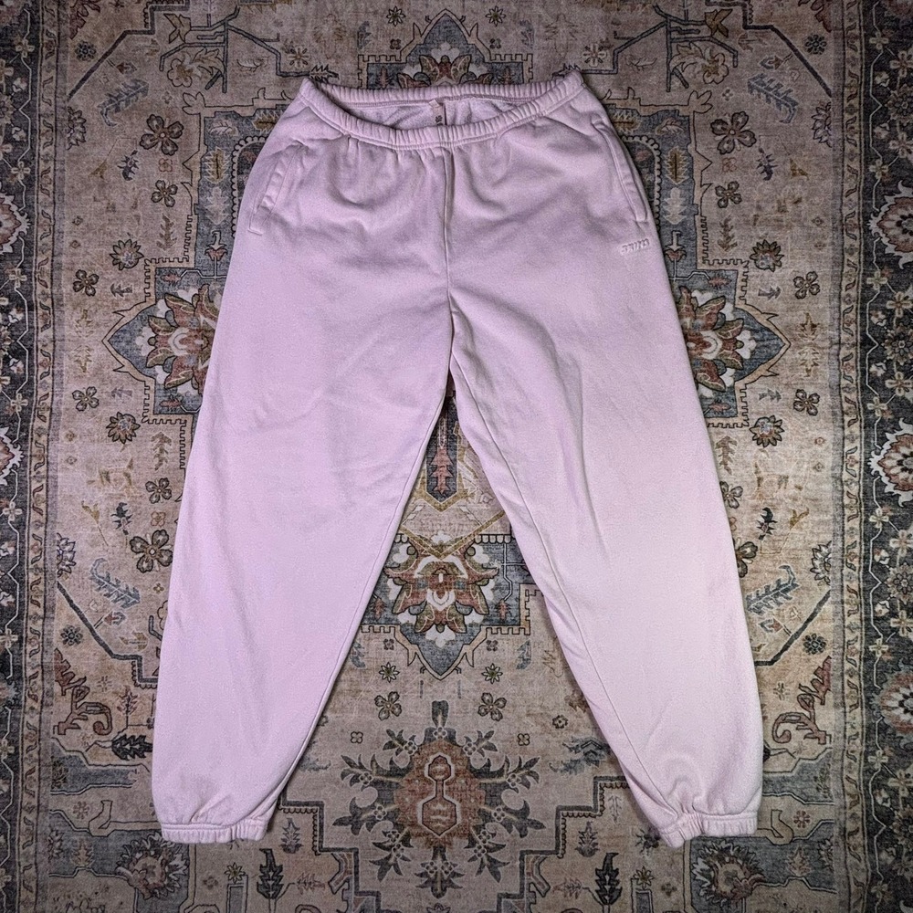 SKIMS Cotton Fleece Classic Jogger Light Baby Pink Sweatpants Size Medium Comfy